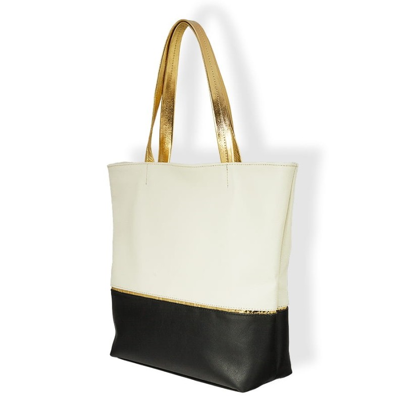 torebka skórzana ELLE gold - wygodny SHOPPER - 30 kolorów