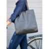 duża torba skórzana damska - HULDA - prosty minimalistyczny model - KOLOR grafitowy i inne