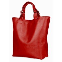 LENE - duża damska torebka skórzana - prosta i elegancka - KOLOR czerwony i inne