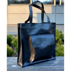 UMA - duża skórzana torba damska z kieszenią - minimalistyczna